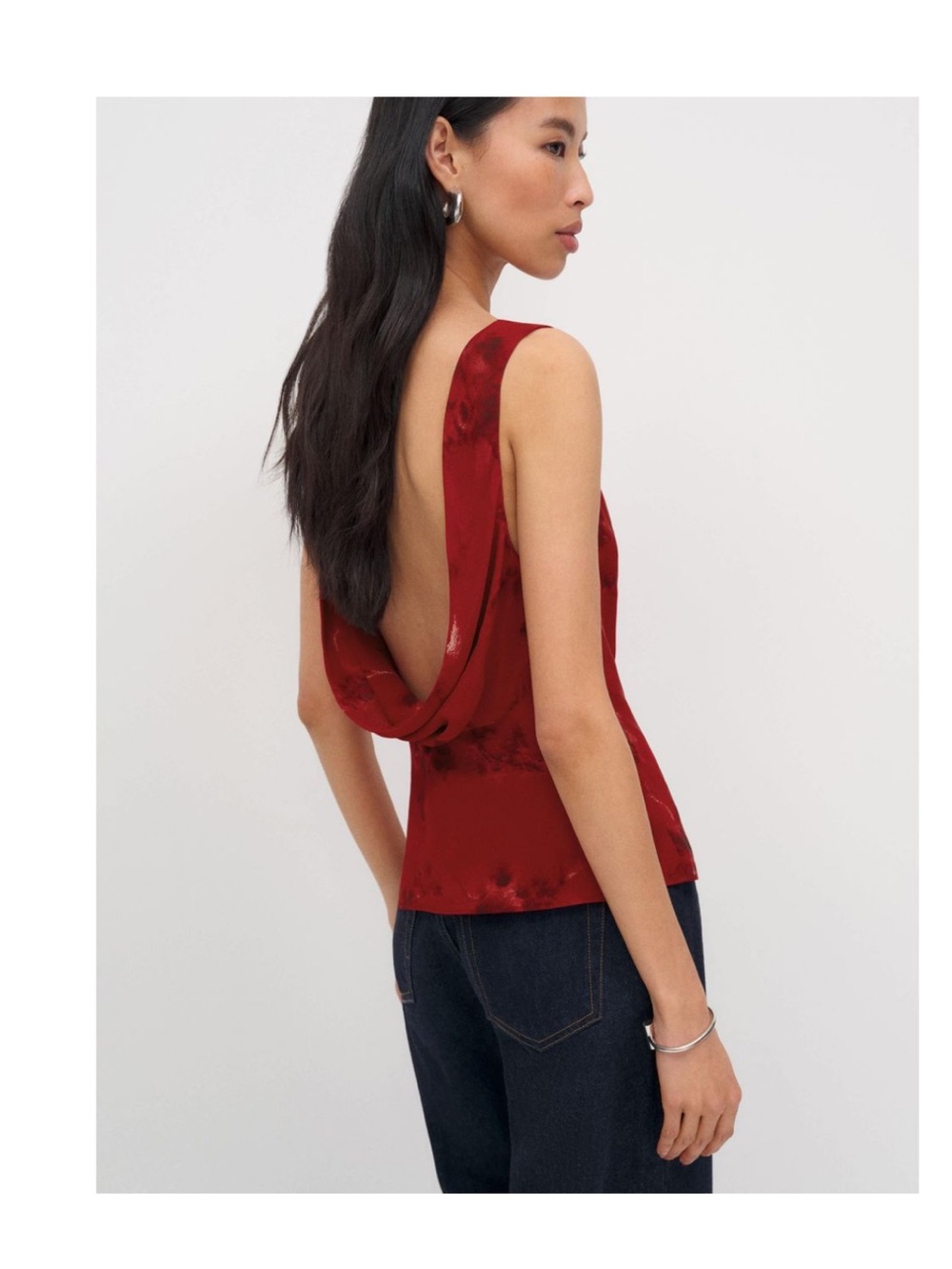 Reformation Dorothea Red Draped Back  Tank Top - Women